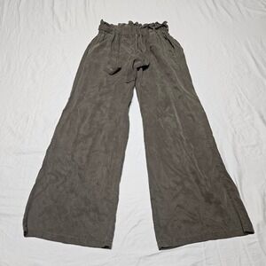 Farmhouse Supply Wide Leg Pants Womens Medium Olive Green Paperbag Lyocell JG205